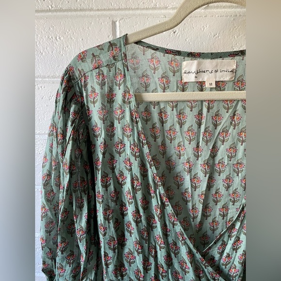 Daughters of India Zuri Wrap Maxi Dress M in Sage Sold Out Online! - Picture 9 of 11